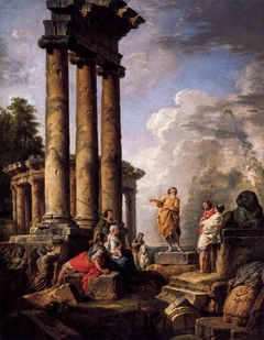 Ruins with Saint Paul preaching by Giovanni Paolo Panini