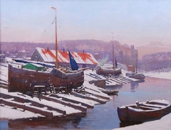 Scheepsdwarshelling 'De Ooy' bij Nijmegen by Eugène Lücker