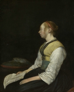 Seated Girl in Peasant Costume by Gerard ter Borch II