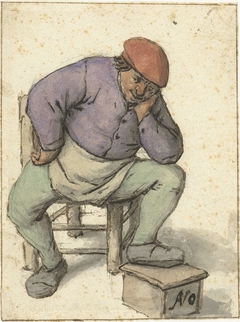 Seated Man, with his Left Foot on a Stove by Adriaen van Ostade