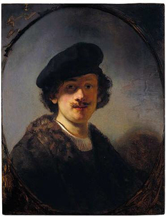 Self-portrait with shaded eyes by Rembrandt