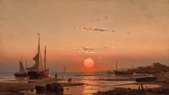 Ships at Sunset by Mauritz de Haas