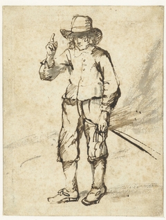 Staande jongen met zweep en opgeheven rechterhand by Unknown Artist