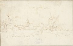 Stadswallen van Gorinchem met een molen en de Arkelse poort by Cornelis Pronk