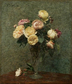 Still Life: Roses in a Glass Vase by Henri Fantin-Latour