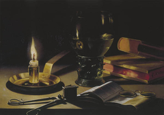 Still life with a lighted candle by Pieter Claesz