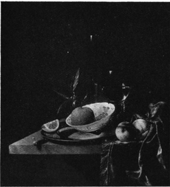 Still life with an orange in a Wan-Li kraak porcelain bowl by Pieter Janssens Elinga