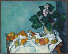 Still Life with Apples and a Pot of Primroses by Paul Cézanne