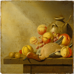 Still Life with Fruit and Plucked Duck by Harmen Steenwijck