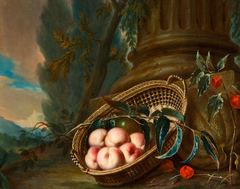 Still life with peaches by Ádám Mányoki