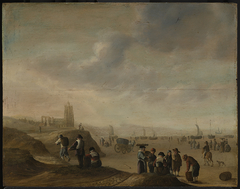 Strandszene mit zahlreichen Figuren by Cornelis Beelt