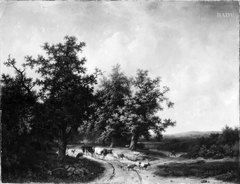 Straße mit Eichen und Viehtreiber by Barend Cornelis Koekkoek