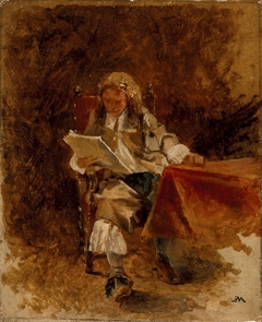 Study of a Seated Cavalier Reading by Jean-Louis-Ernest Meissonier