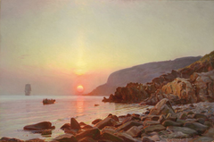 Sunset at Kullen, September. The cliffs at Ransvik. by Christian Mølsted