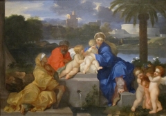 The Holy Family with Saints Elizabeth and the Infant John the Baptist by Sébastien Bourdon