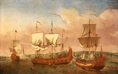 The 'Peregrine' and other royal yachts off Greenwich, circa 1710 by Jan Griffier I