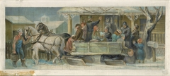 The Sleighing Party (mural study, Alexandria, Indiana Post Office) by Roland Schweinsburg