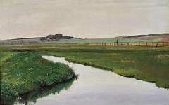 Running through green fields with yellow cable bearings by Laurits Andersen Ring