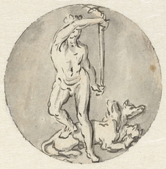 Variant voor medaillon: Hercules met Cerberus by Jan van Huysum