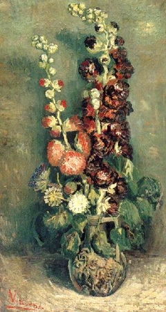 Vase of Hollyhocks by Vincent van Gogh