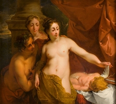 Venus, Bacchus en Ceres met slapende Amor by Jacob de Wit