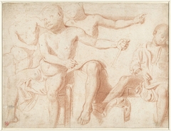 Vier studies van een zittende jongen by Unknown Artist