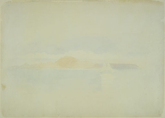 [View of hills with sea and ship in foreground] by Charles Heaphy