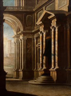 View of the Interior of a Building by Leonardo Coccorante