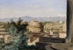 Vue du château Saint-Ange à Rome depuis la colline du Janicule by Raymond Monvoisin