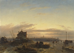 Winter op het IJ voor Amsterdam by Charles Leickert