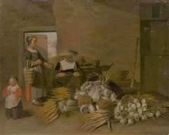 Woman Selling Vegetables by Quirijn van Brekelenkam