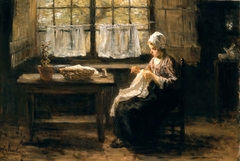 Young Girl Sewing by Jozef Israëls