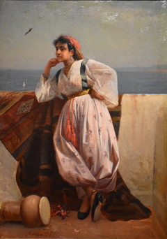 Young oriental girl on a terrace in Algiers by Maxime Noiré