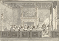 Zittingneming van Prins Willem V in het College van de Admiraliteit te Amsterdam by Reinier Vinkeles