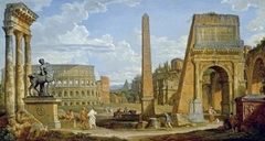 A Capriccio of Roman Ruins by Giovanni Paolo Panini