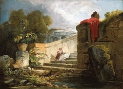 A Scene in the Grounds of the Villa Farnese, Rome by Hubert Robert