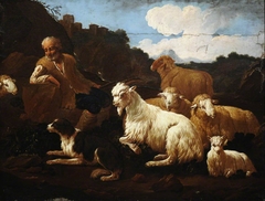 A Shepherd and his Flock in a Landscape by Philipp Peter Roos