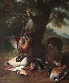 A Spaniel with Dead Game in a Landscape by Alexandre-François Desportes