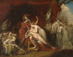 Achilles frantic for the loss of Patroclus, rejecting the consolation of Thetis by George Dawe