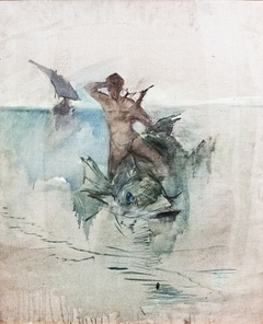 Allegorical sketch - Dolphin by Henri de Toulouse-Lautrec