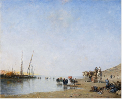 An Arab Caravan Resting near the Shore by Narcisse Berchère