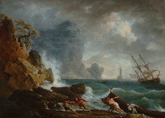 An Italian Harbour in Stormy Weather by Joseph Vernet