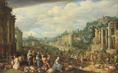 Ansicht des Campo Vaccino in Rom (Aufbruch der Israeliten aus Ägypten) by Willem van Nieulandt II