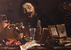 Autoritratto con scena magica by Pieter van Laer