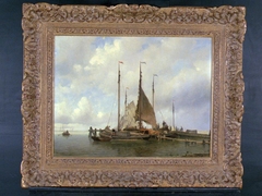 Botters aan de steiger by Willem Antonie van Deventer