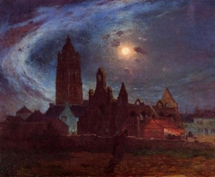 Bourg-de-Batz Church under the Moon by Ferdinand du Puigaudeau