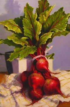 "Bunched Beets" by Lydia Martin© (24"x18") oil on Belgian linen by Lydia Martin