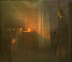 By the Girl's Bed by Jakub Schikaneder