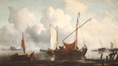 Calm: A Kaag near the Shore with other Vessels by Willem van de Velde the Younger