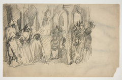 Composition study for The Quest of the Holy Grail mural series at Boston Public Library by Edwin Austin Abbey